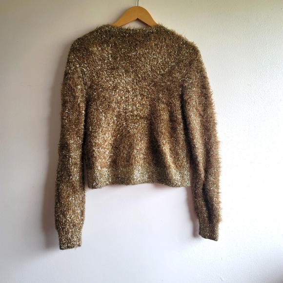 RACHEL Rachel Roy, Dehlia‎ Metallic Crewneck Pullover Sweater, Gold, Size Medium - Picture 7 of 8